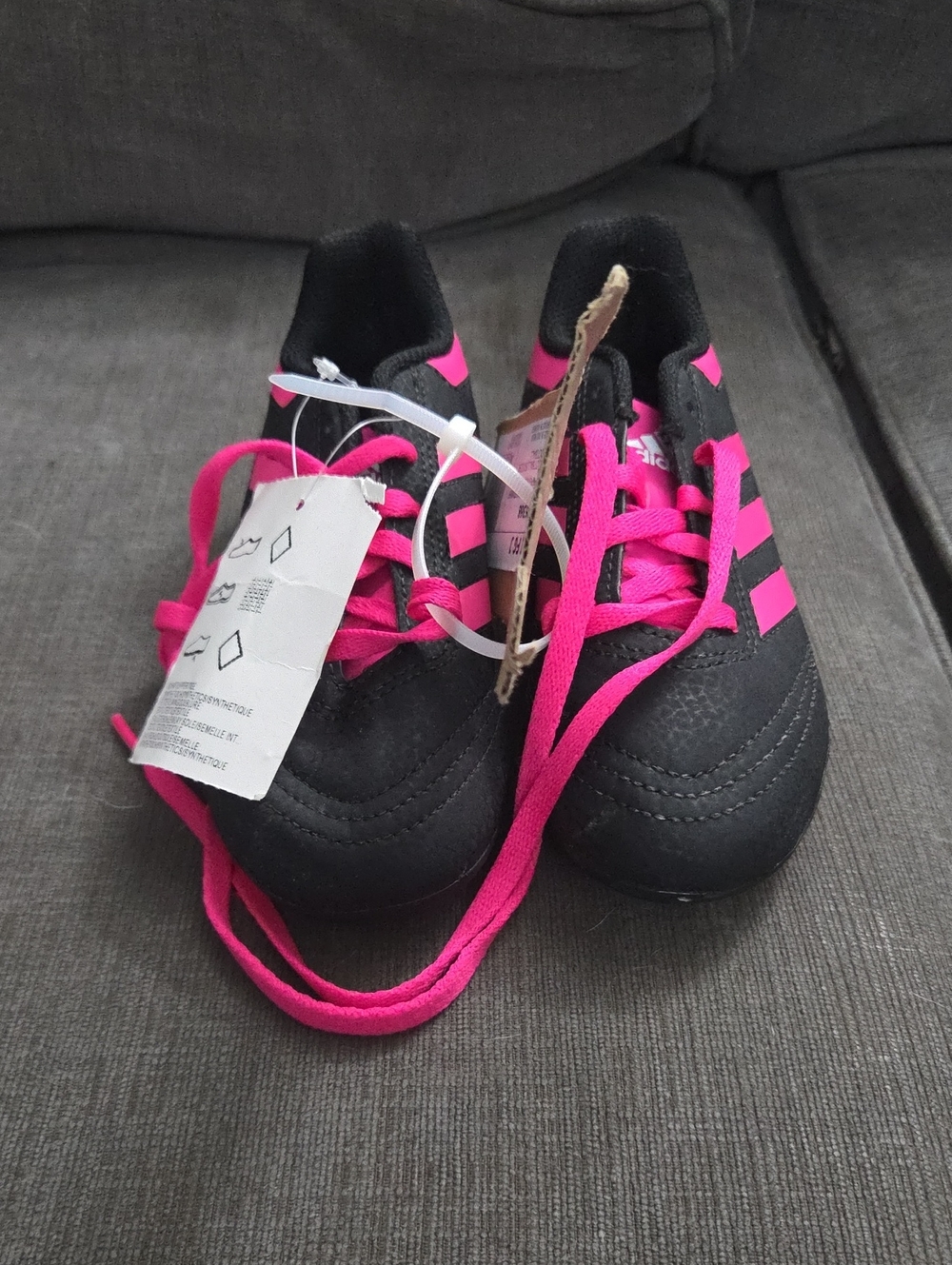 adidas Kids Black Sneakers with Pink Accents